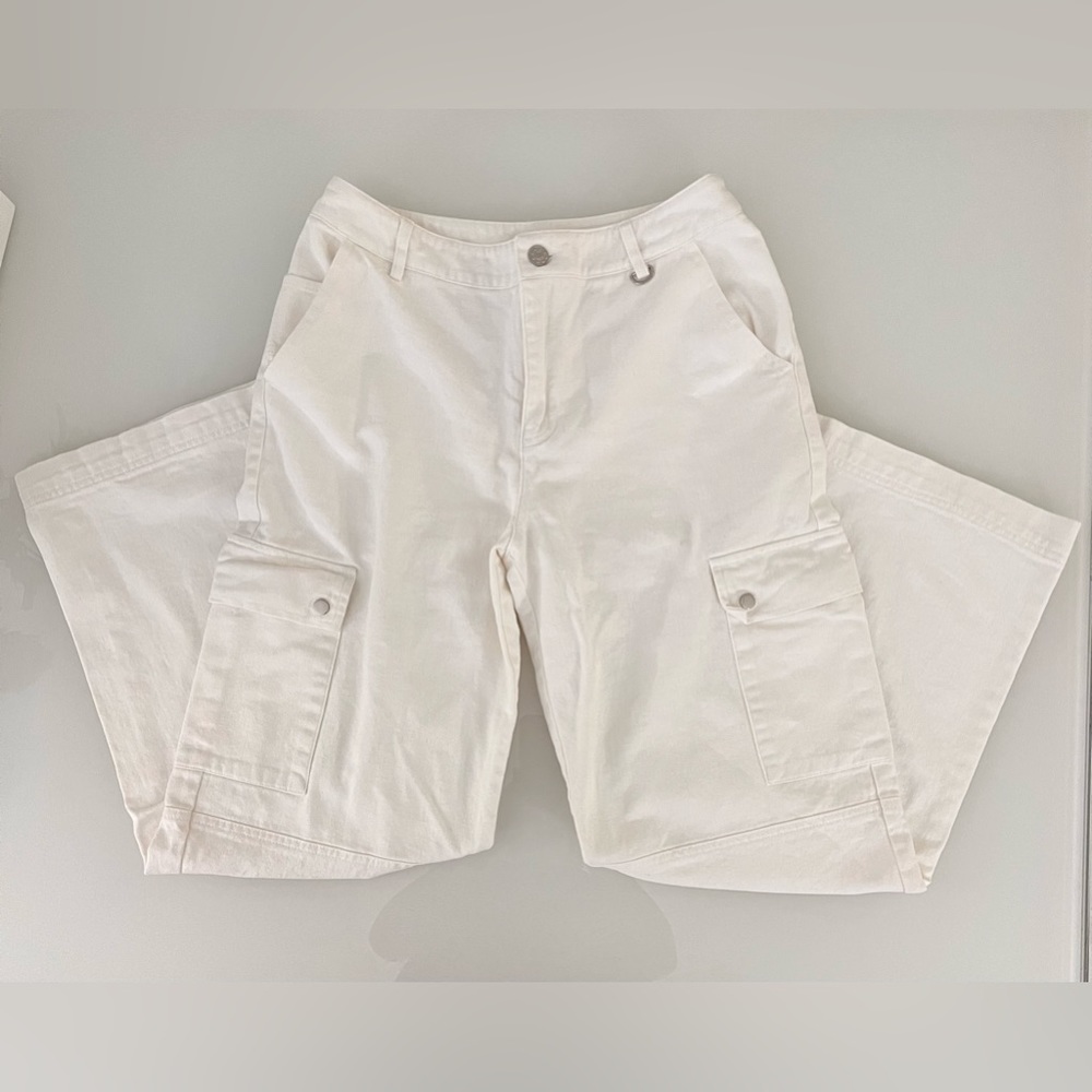 Princess Polly Fallout Mid Rise Cargo Pants in White